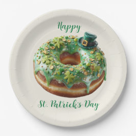 Prato De Papel Donut do Dia de São Patrício Feliz com Chapéu de L