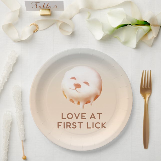 Prato De Papel Donut Dream: Glazed Smile Pup  (Casamento)