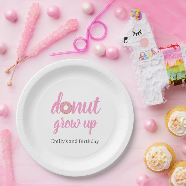 Prato De Papel Donut Grow Up 2º Aniversário (Festa)