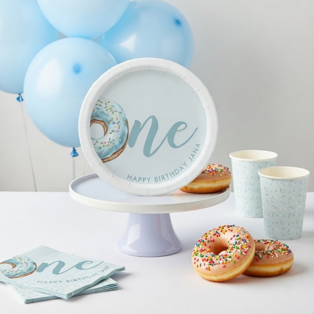 Prato De Papel Donut Personalizado de Aniversário Querido(a) (Criador carregado)