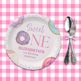 Prato De Papel Donut Sweet One Cute Birthday Girl