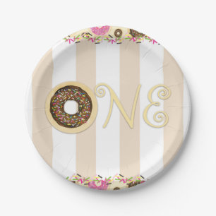 Prato De Papel Donuts Recheados de Creme Marrom com Confeitos de