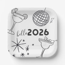 Doodle Caprichoso Olá 2026 Ano Novo Dourado