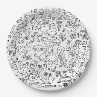 Prato De Papel Doodle Paper Plate