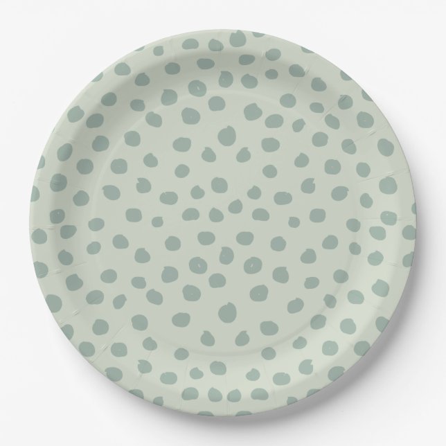 Prato De Papel Dots Sage Green (Frente)