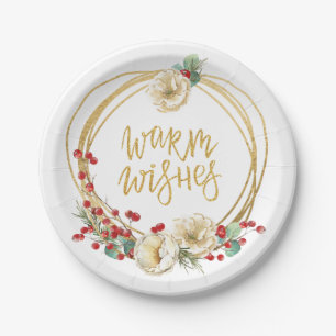 Prato De Papel Dourada Fraqueza com Magnolia e Berries