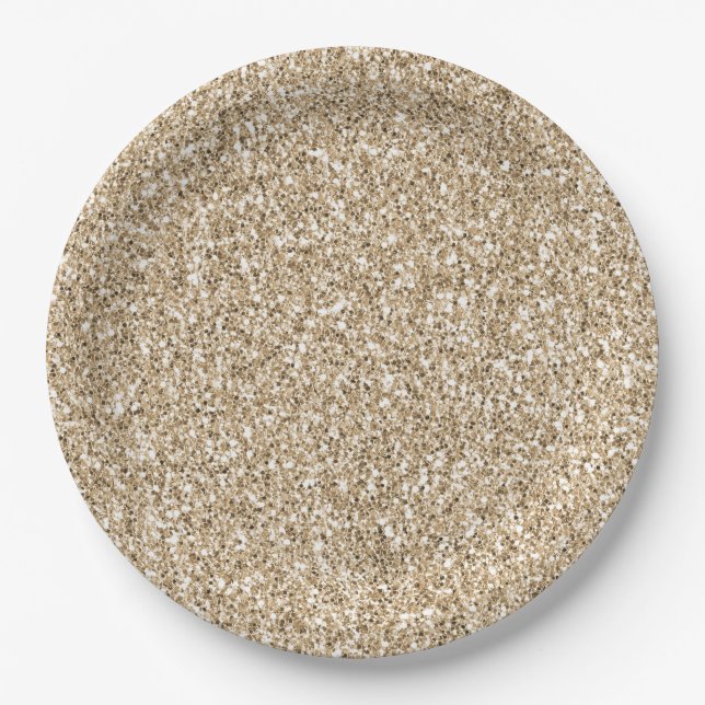 Prato De Papel Dourada Luxe Glitter (Frente)