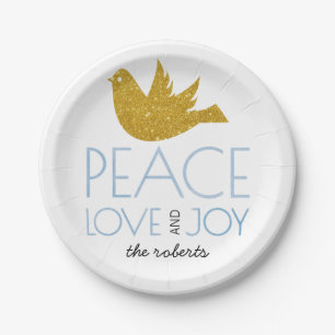 Prato De Papel Dourada reluzente, sagrada alegria, amor, Natal
