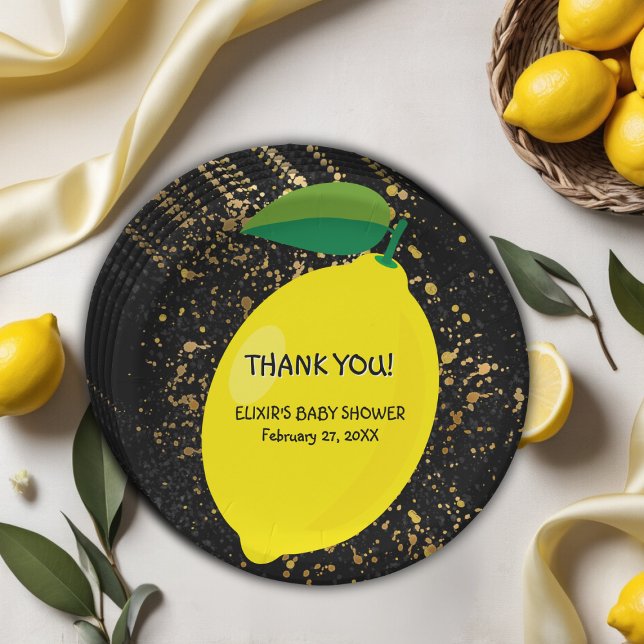 Prato De Papel Dourado Chá de fraldas de Lâmpadas  de Lêmon (Criador carregado)