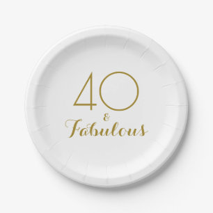 Prato De Papel Dourado Elegante 40 e Festas de aniversário fabulo