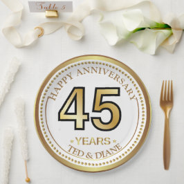 Prato de papel dourado elegante com texto editável
