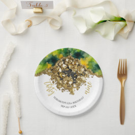 Prato De Papel Dourado Falso Branco