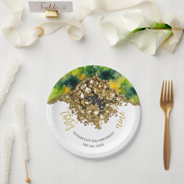 Prato De Papel Dourado Falso Branco (Casamento)