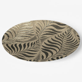 Prato De Papel Dourado Leaf Motif