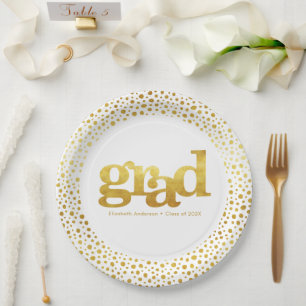 Prato De Papel Dourado na graduação branca, tipografia moderna ou