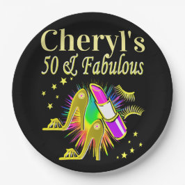 Prato De Papel Dourado PESSOALIZADO COM 50 ANOS DE IDADE