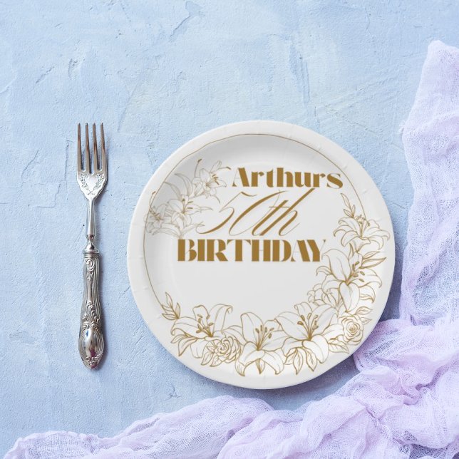 Prato De Papel Dourado tema Lily Partido Adulto (Criador carregado)