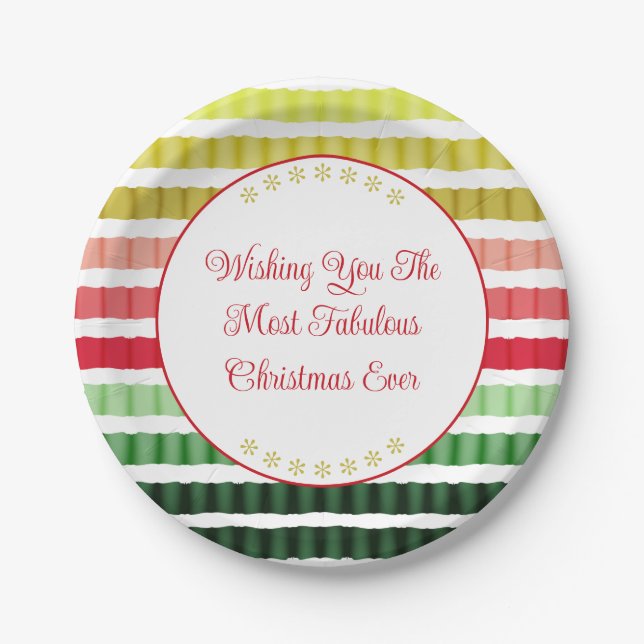 Prato De Papel Dourado Vermelho E Greve Verde Como Padrão (Frente)