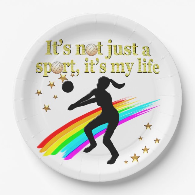 PRATO DE PAPEL DOURADO VOLLEYBALL É O MEU DESIGN DE VIDA (Frente)