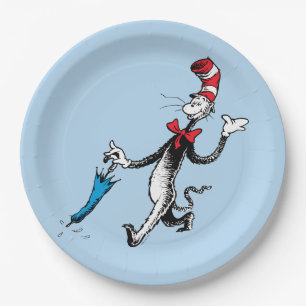 Prato De Papel Dr. Seuss Gato no Chapéu Passeio de Guarda-chuva