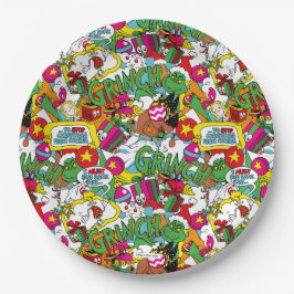 Prato De Papel Dr. Seuss | Grinch Padrão Colorido