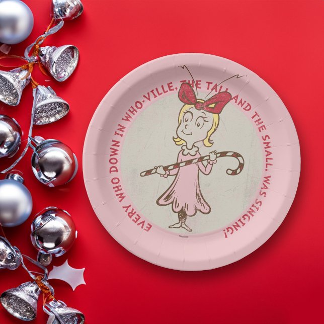 Prato De Papel Dr. Seuss | Grpolegadas | Cindy-Lou Who - Cute Quo (Plate on table)
