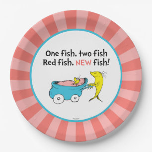 Prato De Papel Dr. Seuss Um Peixe - Chuvinha de Bebê Menina