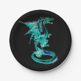 Prato De Papel Dragão Azul