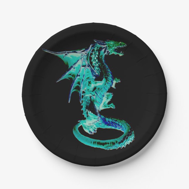 Prato De Papel Dragão Azul (Frente)