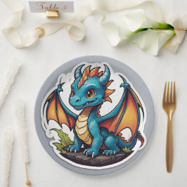 Prato De Papel Dragão-Bebê