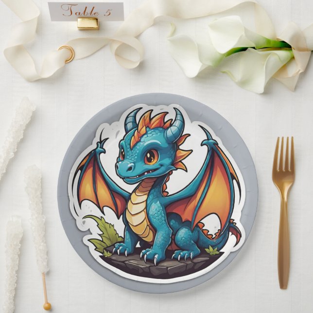 Prato De Papel Dragão-Bebê (Casamento)
