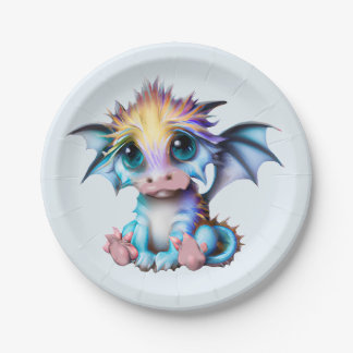 Prato De Papel Dragão-bebê Kawaii, bonito e adorável