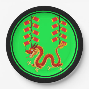 Prato De Papel Dragão chinês de ano novo e piratas chineses