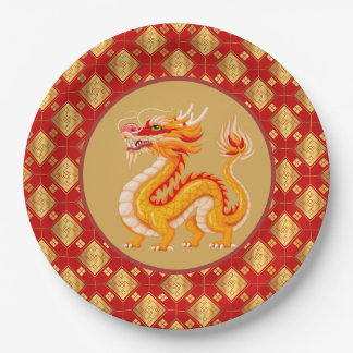 Prato De Papel Dragão Dourado 2024