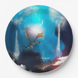 Prato De Papel Dragão impressionante com cachoeiras