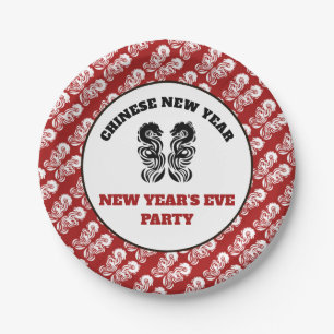 Prato De Papel Dragão Oriental de Ano Novo Chinês