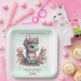 Prato De Papel Dragão para Meninas de Quatro Anos