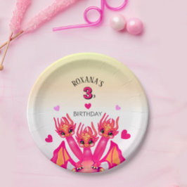 Prato De Papel Dragão rosa