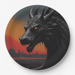 Prato De Papel Dragon Noir: Arte Retroativa refinada