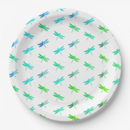 Prato De Papel Dragonfly Green e Blue Birday