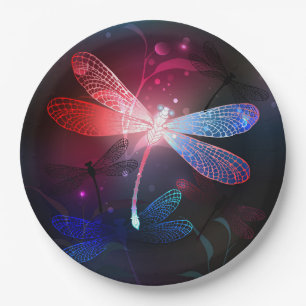 Prato De Papel Dragonfly vermelha