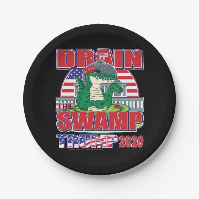 Prato De Papel Drain The Swamp Trump 2020 (Frente)