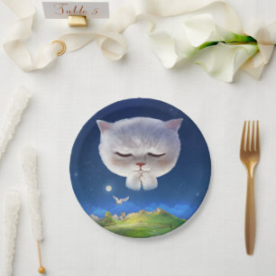 Prato De Papel Dreamnight Sky com Cat