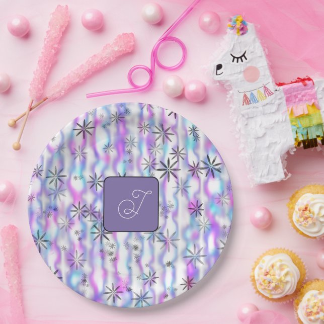 Prato De Papel Dreamy Starburst Waves Pattern Personalized (Festa)
