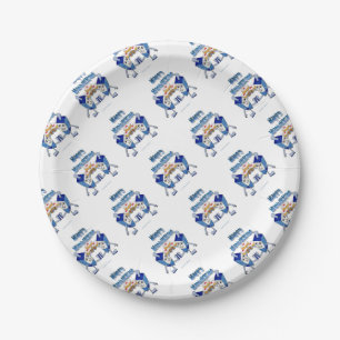 Prato De Papel Dreidels Dançantes e Rosquinhas de Hanukkah