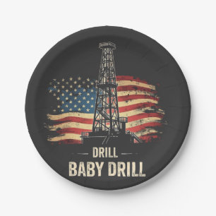 Prato De Papel Drill Baby Drill American Trump Energy Economy