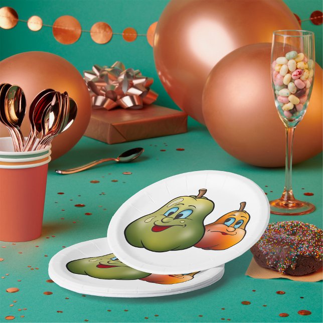 Prato De Papel Duas Peras Felizes (Criador carregado)