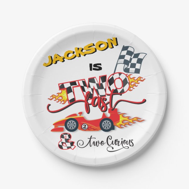 Prato De Papel Duas Placas De Papel De segundo aniversário De Car (Frente)