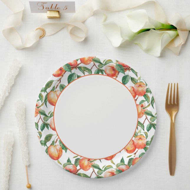 Prato De Papel Ducha de Noiva de Frutas Pêssegos (Casamento)