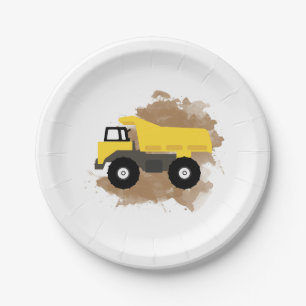 Prato De Papel Dump Truck Construction Vehicle Mud Watercolor
